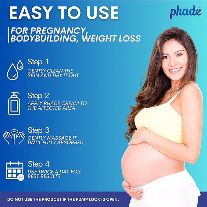 Phade Stretch Mark Cream with CICA - 200ml | Pregnancy, Scars, Uneven Skin Tone, Aging | Dermatologist Tested, Clinically Proven Formula for Stretch Marks, Hydration, and Skin Repair