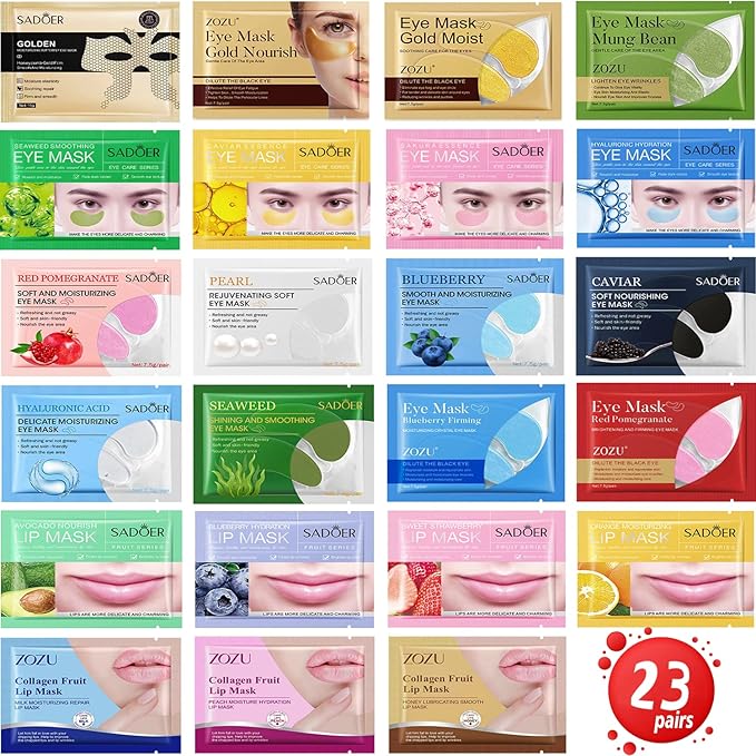 23 Pairs Collagen Under Eye Patches，Gold Under Eye Mask For Removing Dark Circles, Puffiness & Wrinkles，Eye Mask Skincare For Puffy Eyes With Hyaluronic Acid，Eye Bags Treatment For Women