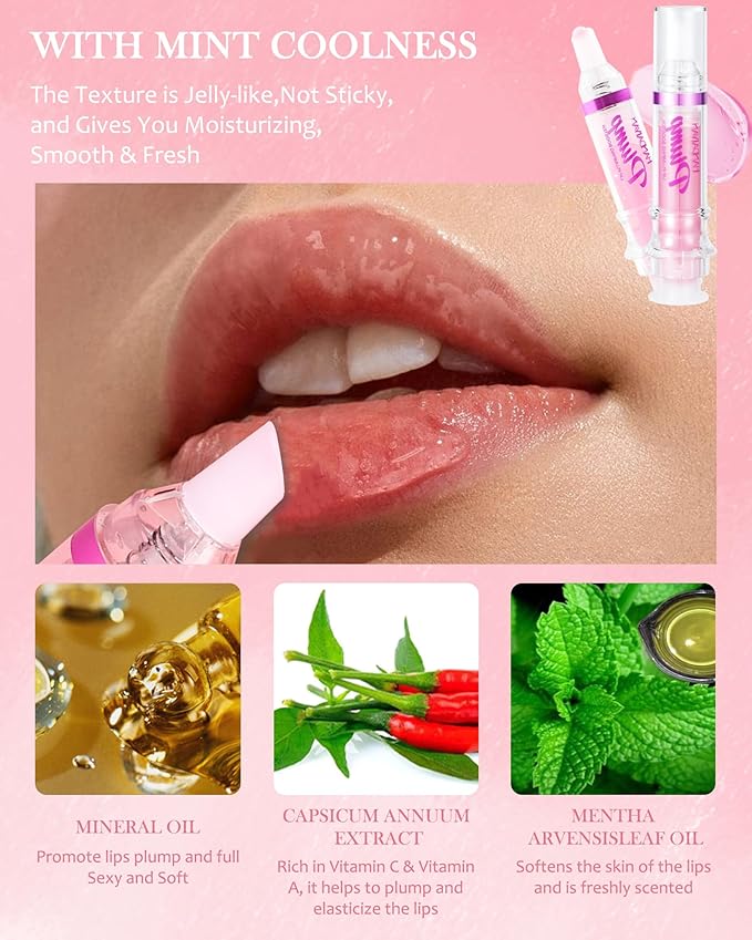 Spicy Lip Plumping Booster,Plumping Lip Oil with Chili Extract, High-Shine Smooth Fuller Lips, Hydrating & Volumizes Lip Glaze, Plump and Pout Lip Plumper Lipstick, Christmas Makeup Gift for Women-06#