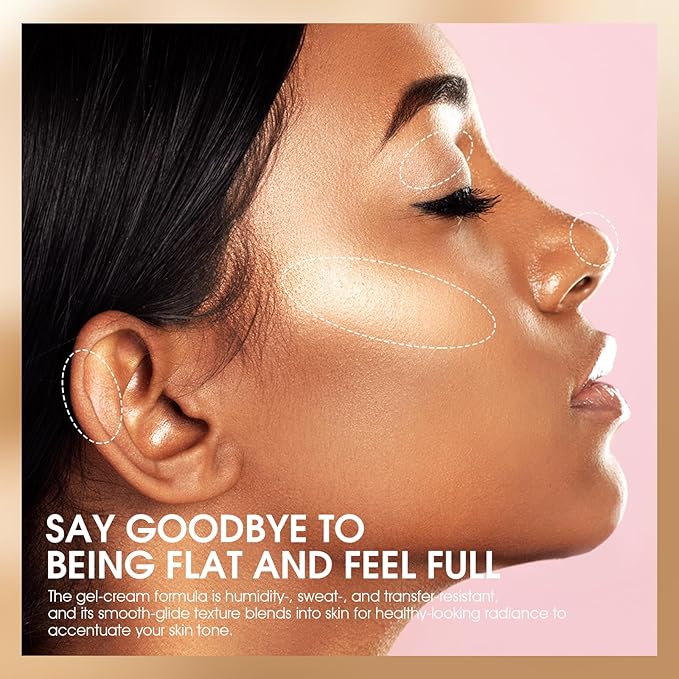 URQT Highly Pigmented Liquid Contour Highlighter - Built-in Sponge Tip Sculpted Complexion Wand Contour Natural Weightless Buildable Highlighters Contour Contouring Bronzer (#03 LIQUID GOLD)