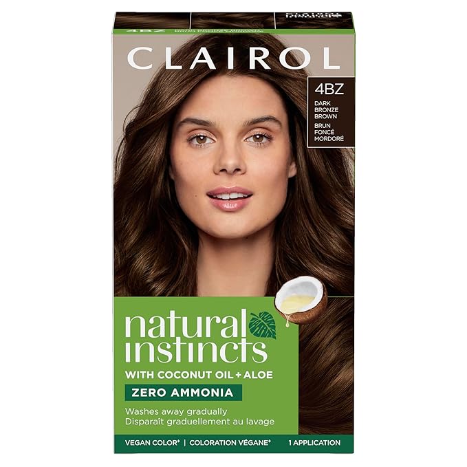Clairol Natural Instincts Demi-Permanent Hair Dye, 4BZ Dark Bronze Brown Hair Color, Pack of 1