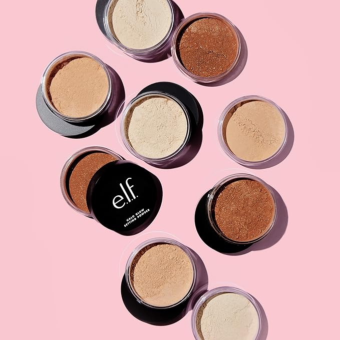 e.l.f. Halo Glow Setting Powder, Smooths The Look Of Pores & Fine Lines, Creates An Airbrushed Finish, Vegan & Cruelty-Free, Deep