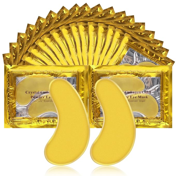 Under Eye Patches, 20pcs Eye Masks for Dark Circles and Puffiness Wrinkles with Collagen Hydrating 24k Gold Eye Patches for Eye Bags Around The Eyes Skincare Treatment
