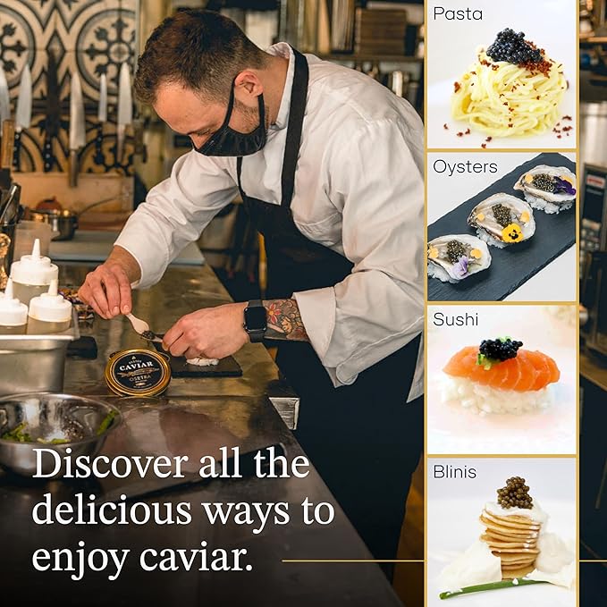 OVERNIGHT GUARANTEED, BESTER Premium Russian Osetra Sturgeon Caviar - 3 tins of 1 oz -30G (Trio Pack) - Malossol Ossetra Black Roe - Premium Quality, Traditional Style, imported