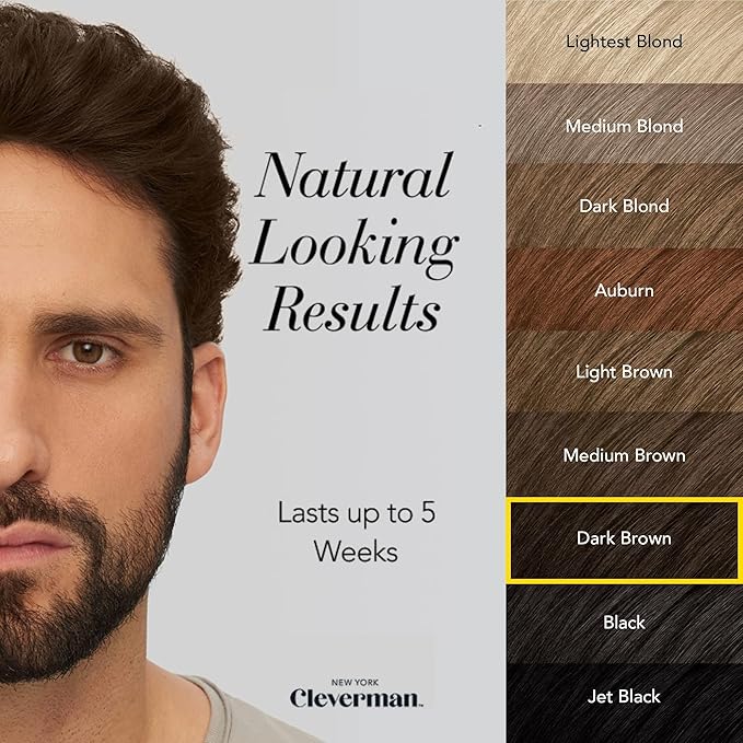 Cleverman Dark Brown Hair & Beard Dye Kit for Men - Natural-Looking Gray Coverage, Professional-Quality, Ammonia-Free for Hair, Beard & Mustache