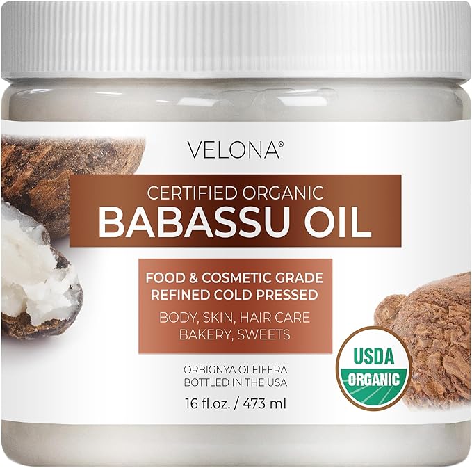 velona Babassu Oil USDA Certified Organic - 16 Fl Oz | 100% Pure and Natural Carrier Oil | Refined, Cold Pressed | Face, Hair, Body & Skin Care and Cooking | Use Today - Enjoy Results