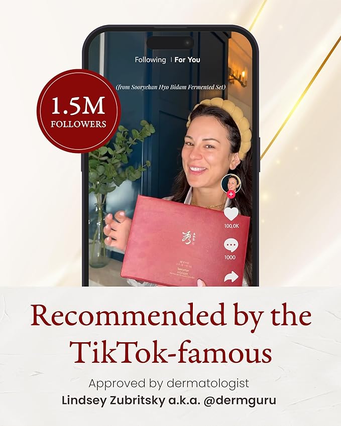 Sooryehan Hyobidam Fermented Skincare Gift Set (13.53fl oz) - Premium Korean Skin Care for Intense Hydration, Elasticity. Ginseng, Snow Fungus.