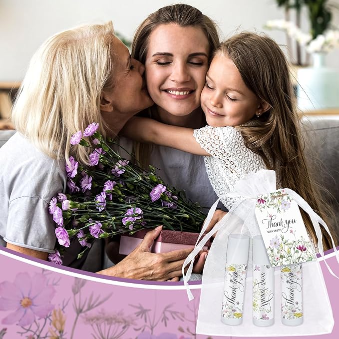 50 Set Employee Appreciation Gifts Bulk Baby Shower Favors Lip Balms Bulk Thank You Gifts Wedding Bridal Shower Bachelorette Gifts Prizes for Guests Women Teacher Coworker Nurse(Wildflower)