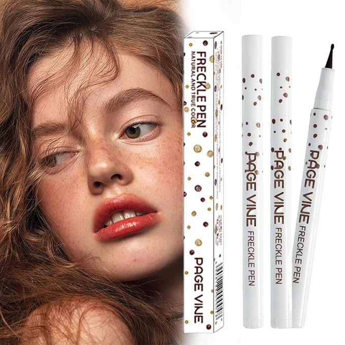 2 Pack Freckle Pen,Liquid Face Fake Freckles Makeup Pen to Create Natural Freckle Makeup and Freck beauty,Fake Freckles Waterproof for Lifelike Sunkissed Makeup,Mole Pen (01Light+03Dark)