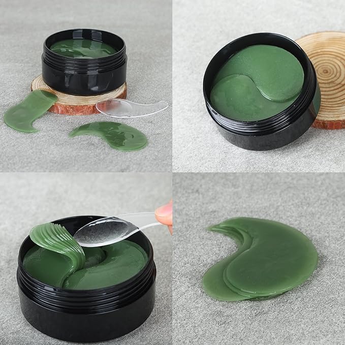 Green Seaweed Under Eye Masks (60 pcs),Eye Hydrolyzed Collagen Patches, Eye Gel Treatment Masks,Eye Pads for Dark Circles,Puffy Eyes,Under Eye Bags,Moisturizing,Anti-aging