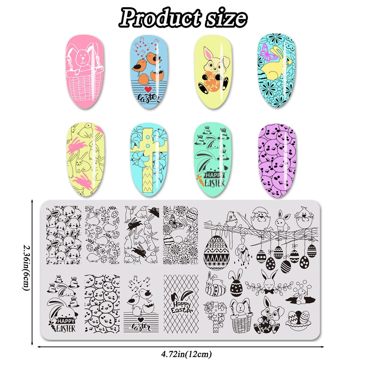Easter Nail Stamping Plates Cute Bunny Nail Stamping Plate Chick Easter Eggs Designs Nail Art Stamping Template Easter Rabbit Manicure Decorations Supplies 1Pcs
