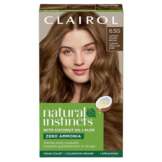 Clairol Natural Instincts Demi-Permanent Hair Dye, 6.5G Lightest Golden Brown Hair Color, Pack of 1
