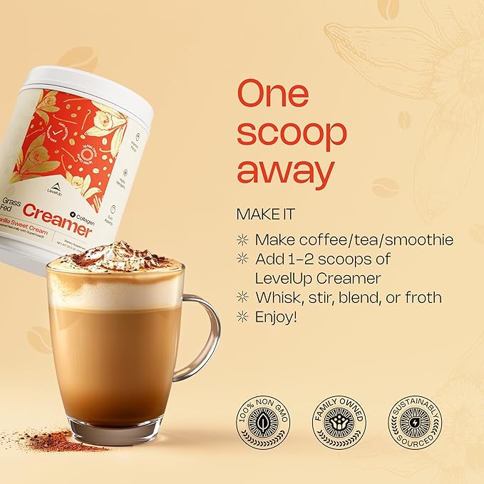 LevelUp Creamer, with Energizing MCT Oil and Collagen Peptides, Keto Coffee Creamer, Supports Natural Energy & Ketone Production - Pumpkin Spice Latte