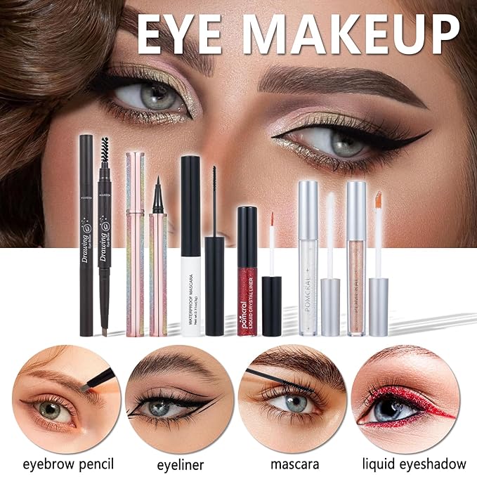 All In One Makeup Kit,Full Makeup Set For Wonmen Includes 40 Colors Eyeshadow Palette Lip Gloss Liquid Lipstick Make up Sponge Brushes Eyebrow Concealer With Makeup Bag