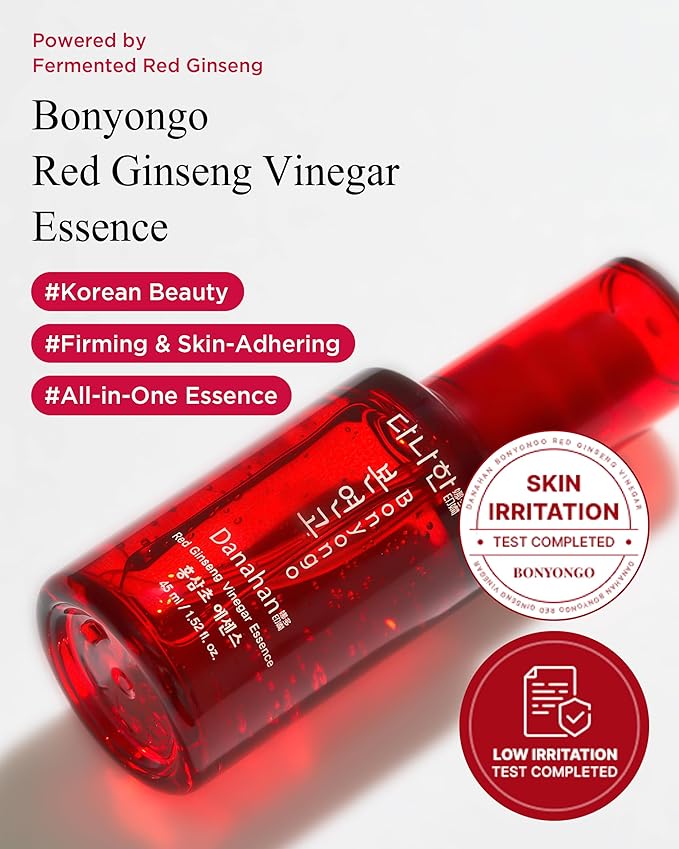 Bonyongo Red Ginseng Vinegar Essence– Revitalizing & Intensive Nourishing for All Skin Types - Hydrated and Glowing Skin with Fermented Red Ginseng - Korean Skincare, 1.5 fl.oz.