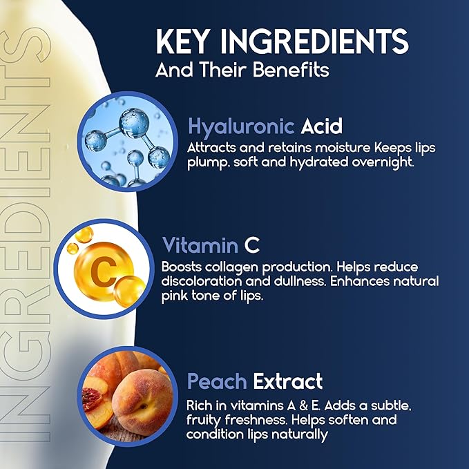 Lip Mask Overnight with Hyaluronic Acid & Collagen, Lip Sleeping Mask for Dry Cracked Lips, Moisturizing, Hydrating, Exfoliating Night Treatment for Lip Care (Berry)