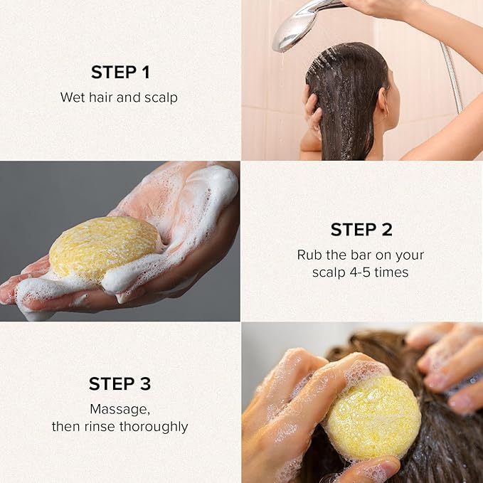 Maka Nature Low-Carbon Shampoo Bar | Korean K-Beauty Haircare with Natural Ingredients for Scalp & Hair Types | Vegan, Eco-Friendly, pH balanced, 3.35oz (Lemon)