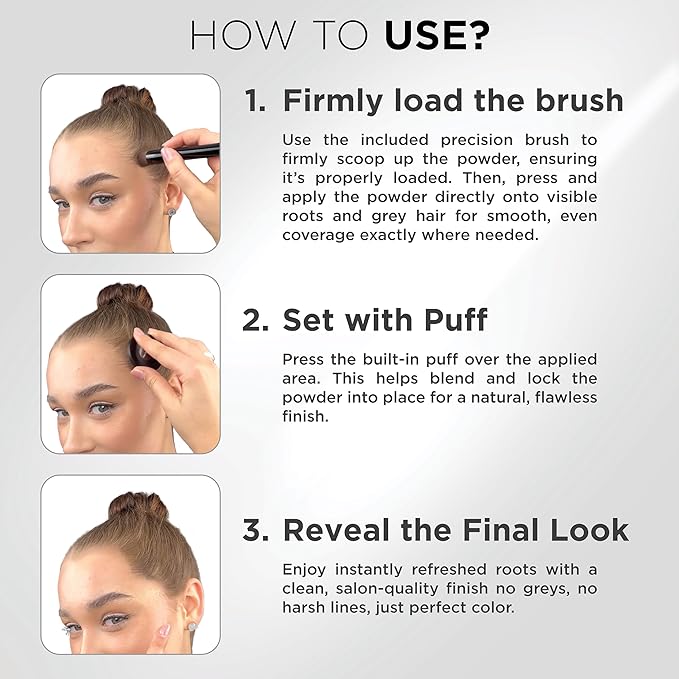 Thick Fiber Root Touch Up Powder, Medium Brown - Water & Sweat Resistant Hair Loss Concealer Set with Brush for Thin Hairlines and Gray Root Coverage