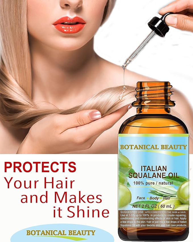 SQUALANE Italian Olive. 100% Pure Natural Undiluted Oil. 1 fl.oz- 30ml. 100% Ultra-Pure Moisturizer for Face, Skin, Body, Hair. Reliable 24/7 Skincare Protection