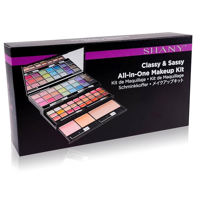 SHANY Classy & Sassy All-in-One Makeup Kit Makeup Set with Cosmetics Mirror, Makeup Applicators, 24 Eye Shadows Colors, 18 Lipstick Lip Glosses, 2 Blushes, and 1 Bronzer - Premium Giftable Packaging