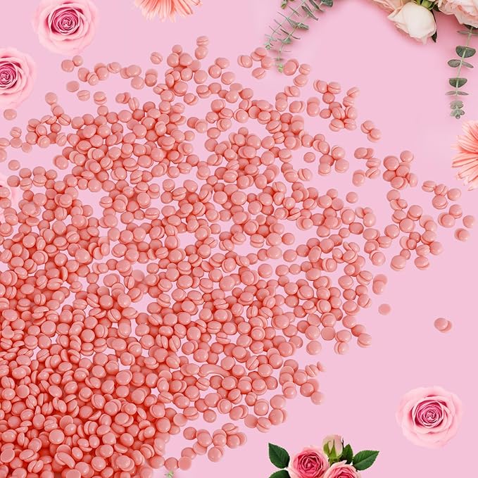 PURPLESKY Wax Beads, 1lb Coarse Beads for Hair Removal - Suitable for Face, Legs, Chest, Back, Bikini (Rose Scent)