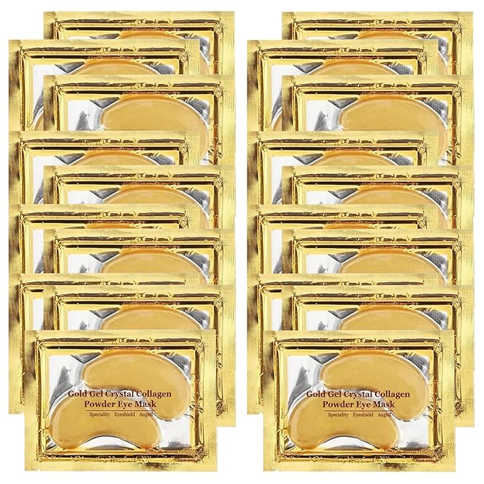 Under Eye Patches (20 Pairs) - Golden Eye Mask with Amino Acid & Collagen, Cooling Eye Care for Wrinkles, Puffy Eyes & Dark Circles, Skincare Treatment for Men & Women
