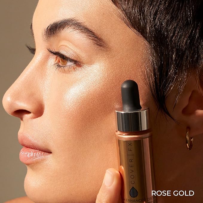 COVER FX Custom Enhancer Drops - Rose Gold: Bronzed Pink Finish - 15mL - Radiant Glow - Liquid Highlighter