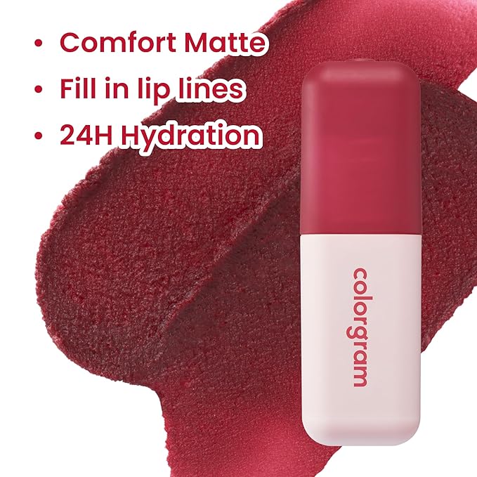 COLORGRAM NUDE BLUR TINT 18 AMAZING BERRY | Soft Velvet Matte Liquid Lipstick & Cheek Tint | Lightweight Blurring Tint for a Smooth & Airbrushed Finish | Long-Lasting & Non-Sticky Formula