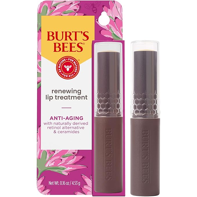 Burt’s Bees Renewing Lip Treatment, With Ceramides and Natural Retinol Alternative, Hydrates and Reduces Appearance of Fine Lines, Natural Origin, 0.16 oz
