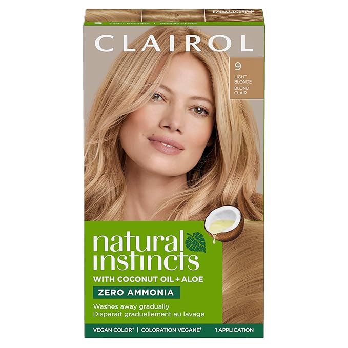 Clairol Natural Instincts Demi-Permanent Hair Dye, 9 Light Blonde Hair Color, Pack of 1 - Packaging May Vary