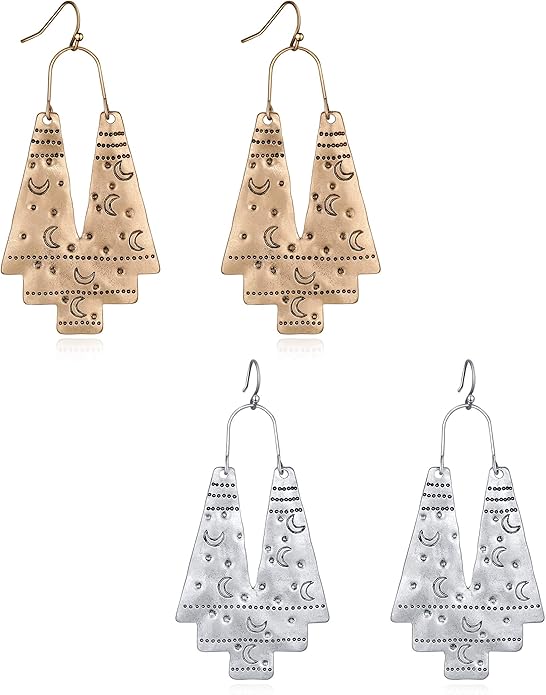 Zealmer Gold Geometric Earrings Statement Vintage Boho Ethnic Earrings Hollow Out Fan Shape Dangle Drop Earrings for Women Birthday Christmas Valentines Day Gift