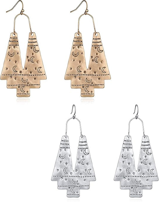 Zealmer Gold Geometric Earrings Statement Vintage Boho Ethnic Earrings Hollow Out Fan Shape Dangle Drop Earrings for Women Birthday Christmas Valentines Day Gift