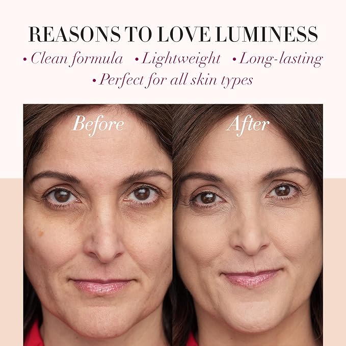 LUMINESS Airbrush Spray Silk Foundation Starter Kit - Warm - Foundation, Primer & Dual-Sided Angled Buffing Brush - Medium, Buildable Coverage, Anti-Aging Formula Hydrates & Moisturizes