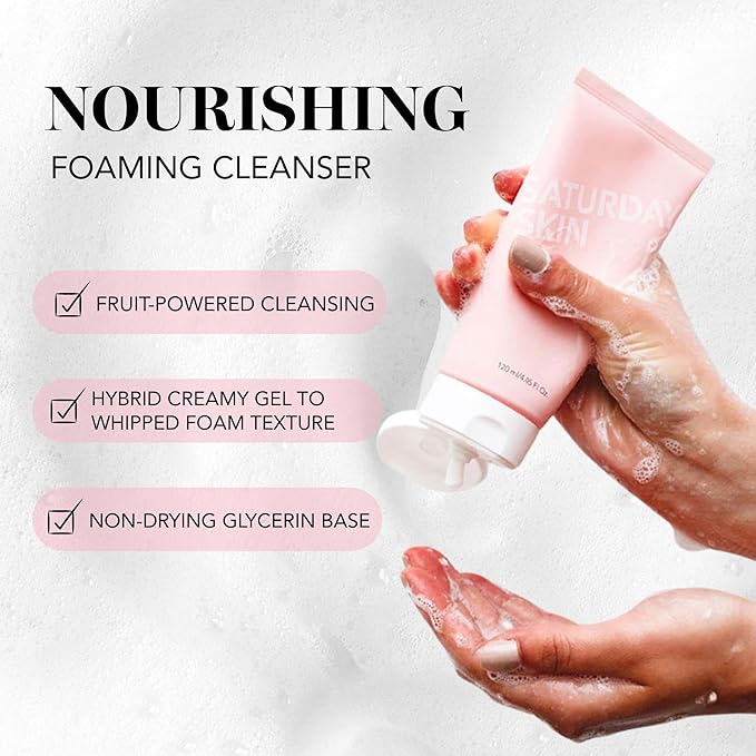 Saturday Skin Face Cleanser Hydrating Foam Cleanser Natural ingredients Anti-aging | Makeup Remover and Face Wash | Fragrance Free Ideal for Sensitive, Dry Skin Korean Skincare