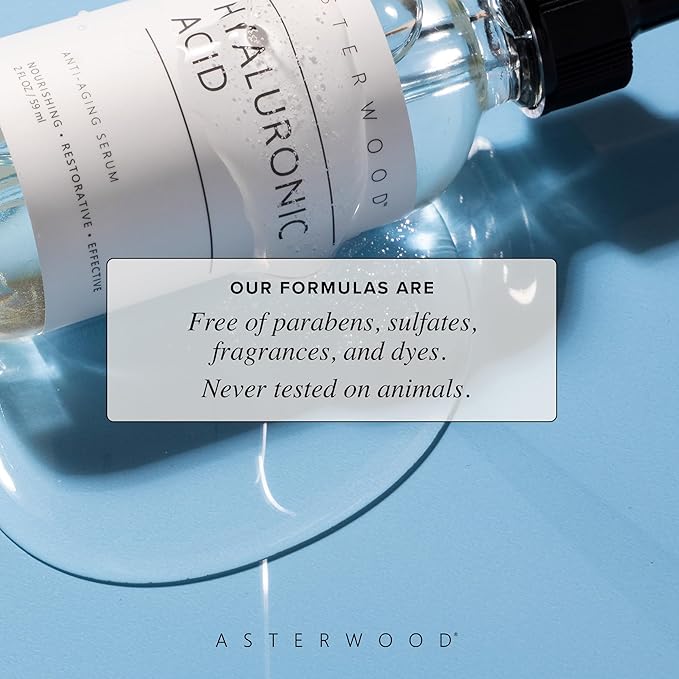 Asterwood Hyaluronic Acid Serum for Face - Plumping, Anti-Aging, Hydrating - Fragrance-Free - 2 Fl Oz
