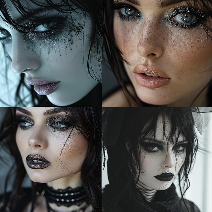 UCANBE Smokey Black Eyeshadow Palette, 15 Colors Dark Shimmer Matte Metallic Makeup Pallet, High Pigmented Gray Silver Sombras De Ojos Kit for Daily and Halloween