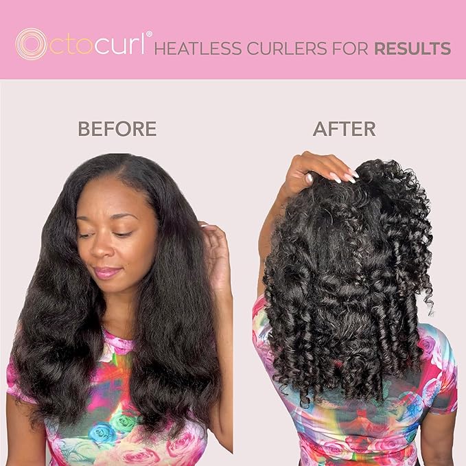 Octocurl Heatless Hair Curler - No Headband Octopus Curler - Overnight Curls for Short Hair (Satin - Pink)