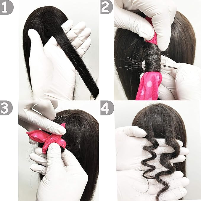 Aimin Soft Satin Sponge Overnight Curlers for Heatless, Long Hair Curls (20 pcs, pink)