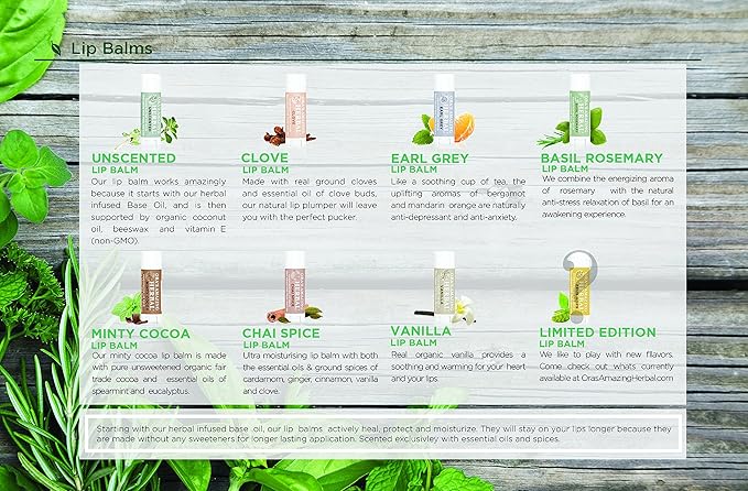 Unscented Lip Balm, Herbal Lip Balm, Healing Lip Balm, Balm for Perioral Dermatitis, Very Dry Lips, Natural Fragrance Free Beeswax Lip Balm (Unscented Pack of 3)