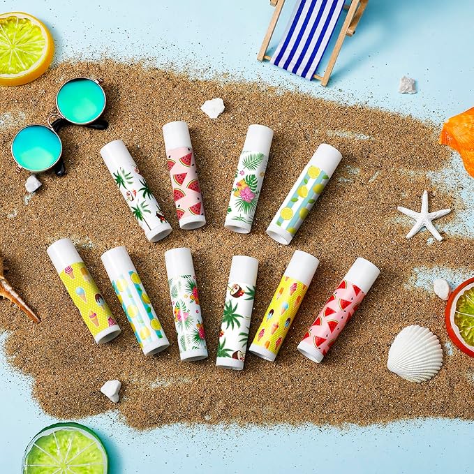 50 Pcs Summer Lip Balm Bulk Moisturizing Lip Balm Jasmine Flavor Lip Balms Cream Tropical Hawaiian Beach Luau Party Lip Care Product for Stocking Stuffers Beauty Gifts Women Men