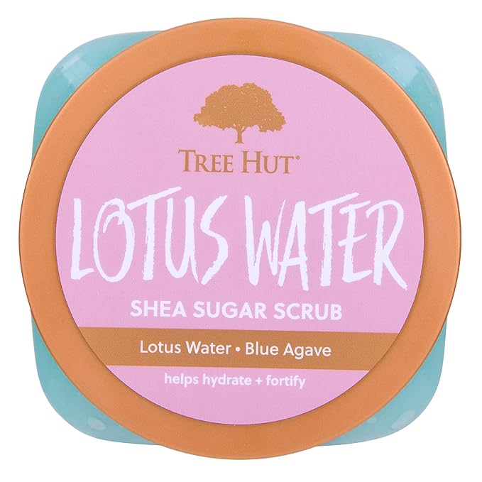 Tree Hut Lotus Water Shea Sugar Scrub | Exfoliating Body Scrub Removes Dead, Dry Skin for a Soft & Hydrated Feel | Nourishing Essential Body Care | 18 fl oz.