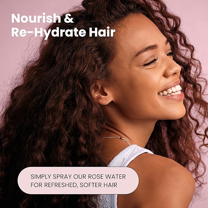 Rose Water Spray for Face & Hair (Refill) - Organic USDA Certified Rosewater Facial Toner - Alcohol-Free Makeup Setting Hydrating Face Mist - Anti-Aging Toner Spray - 8 Fl Oz