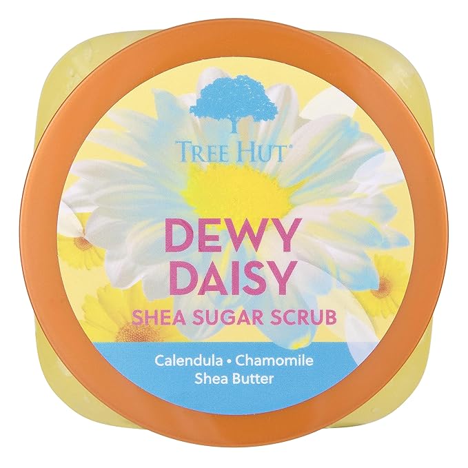 Tree Hut Dewy Daisy Shea Sugar Scrub | Exfoliating Body Scrub Removes Dead, Dry Skin for a Soft & Hydrated Feel | Nourishing Essential Body Care | 18 fl oz.