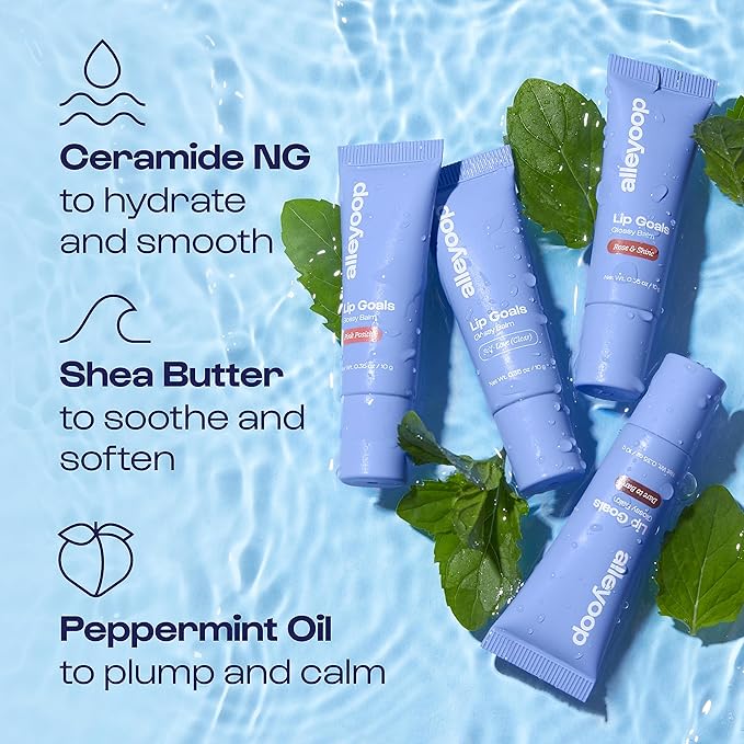 Alleyoop Glossy Lip Balm - Lip Goals, Pink Positive (Sheer Bare Pink) - Hydrating & Moisturizing Lip Care for Cracked Lips - Natural Plumping Lip Moisturizer That Smooths, Soothes, & Protects - Vegan