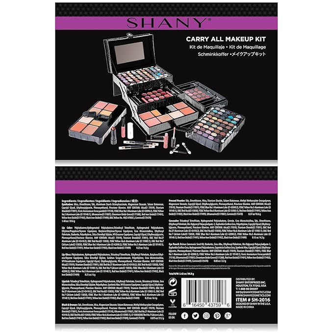 SHANY All In One Makeup Kit (Eyeshadow, Blushes, Face Powder, Lipstick, Eye liners, Makeup Pencils and Makeup Mirror - Makeup Set With Reusable Makeup Storage Box - Black