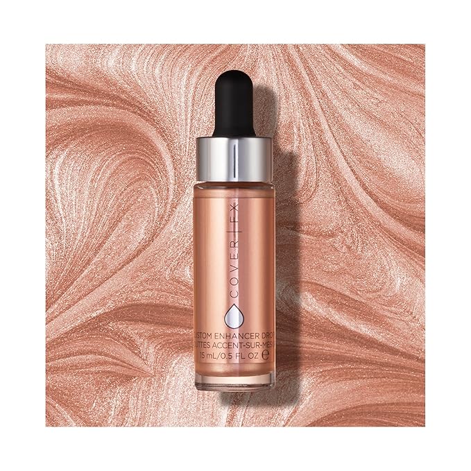 COVER FX Custom Enhancer Drops - Rose Gold: Bronzed Pink Finish - 15mL - Radiant Glow - Liquid Highlighter
