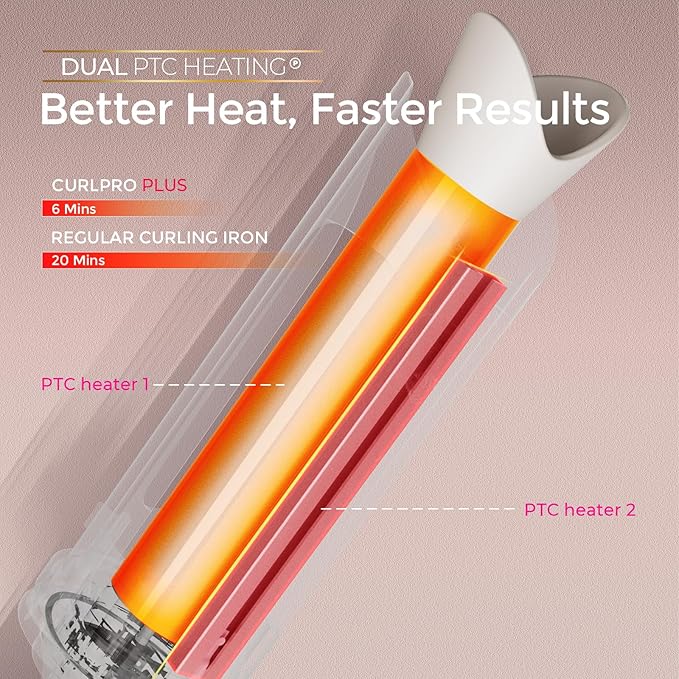 Upgraded Automatic Rotating Curling Iron - TYMO CurlPro Plus Long Barrel Curling Wand for Long Hair, Ceramic Hair Curler for Women, Anti-Scald, Tangle-Free, 600M Ionic, Dual Voltage, Gold, 1 Inch