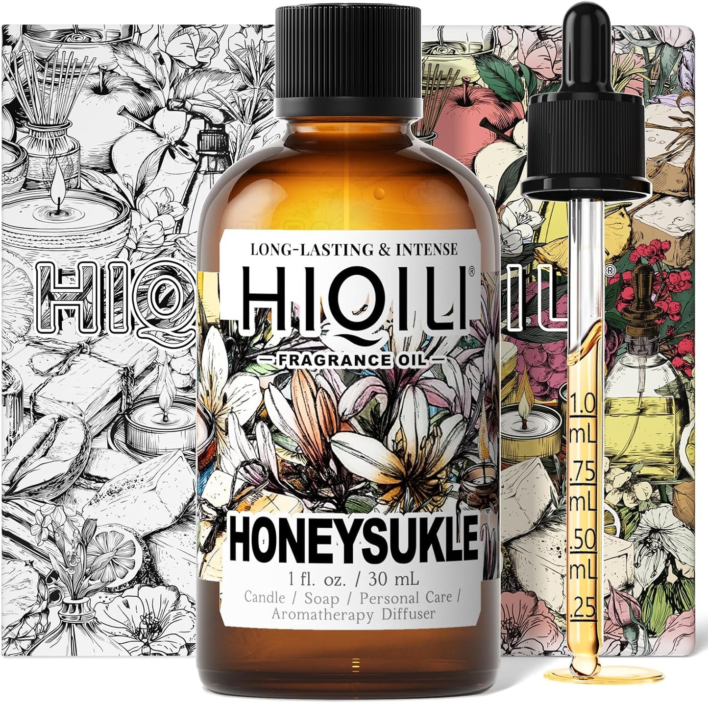 HIQILI Honeysuckle Fragrance Oil for Home Diffuser, Prefect for Candle & Soap Making, Relaxation, Beautiful Gifts - 1 Fl Oz