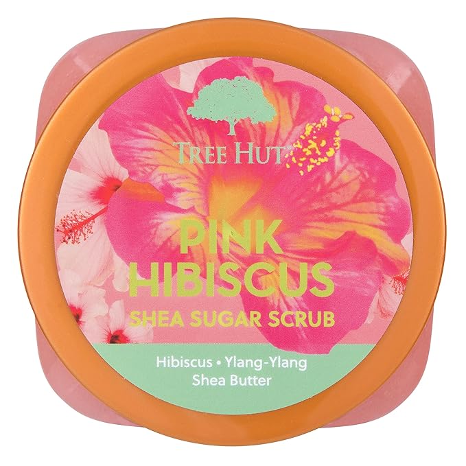 Tree Hut Shea Sugar Scrub - Pink Hibiscus - 18 oz - Exfoliating Body Scrub for Smooth, Glowing Skin - Made with Real Sugar and Shea Butter