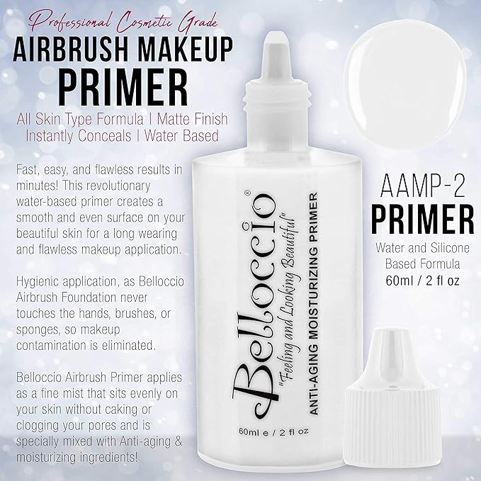 Belloccio Moisturizing Primer Anti-Aging Airbrush Makeup-Large 2-oz Bottle